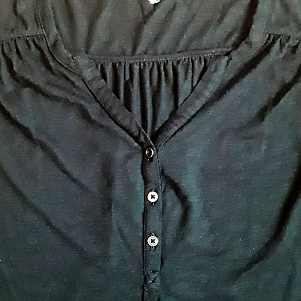 Collarless 3/4 Sleeve Blouse